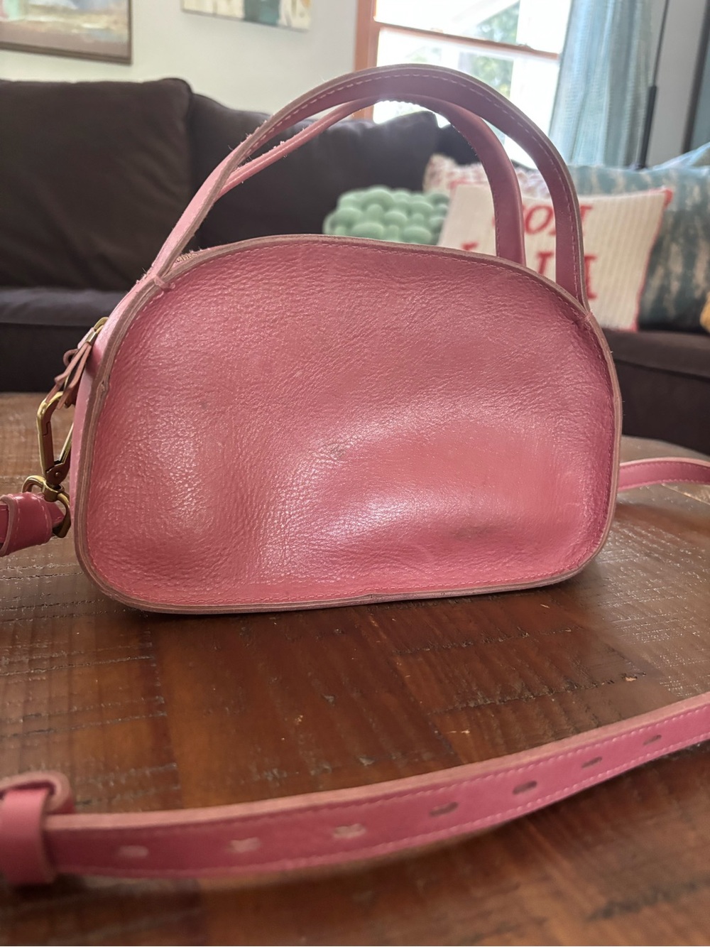 Madewell Pink Leather Dome Crossbody Bag
